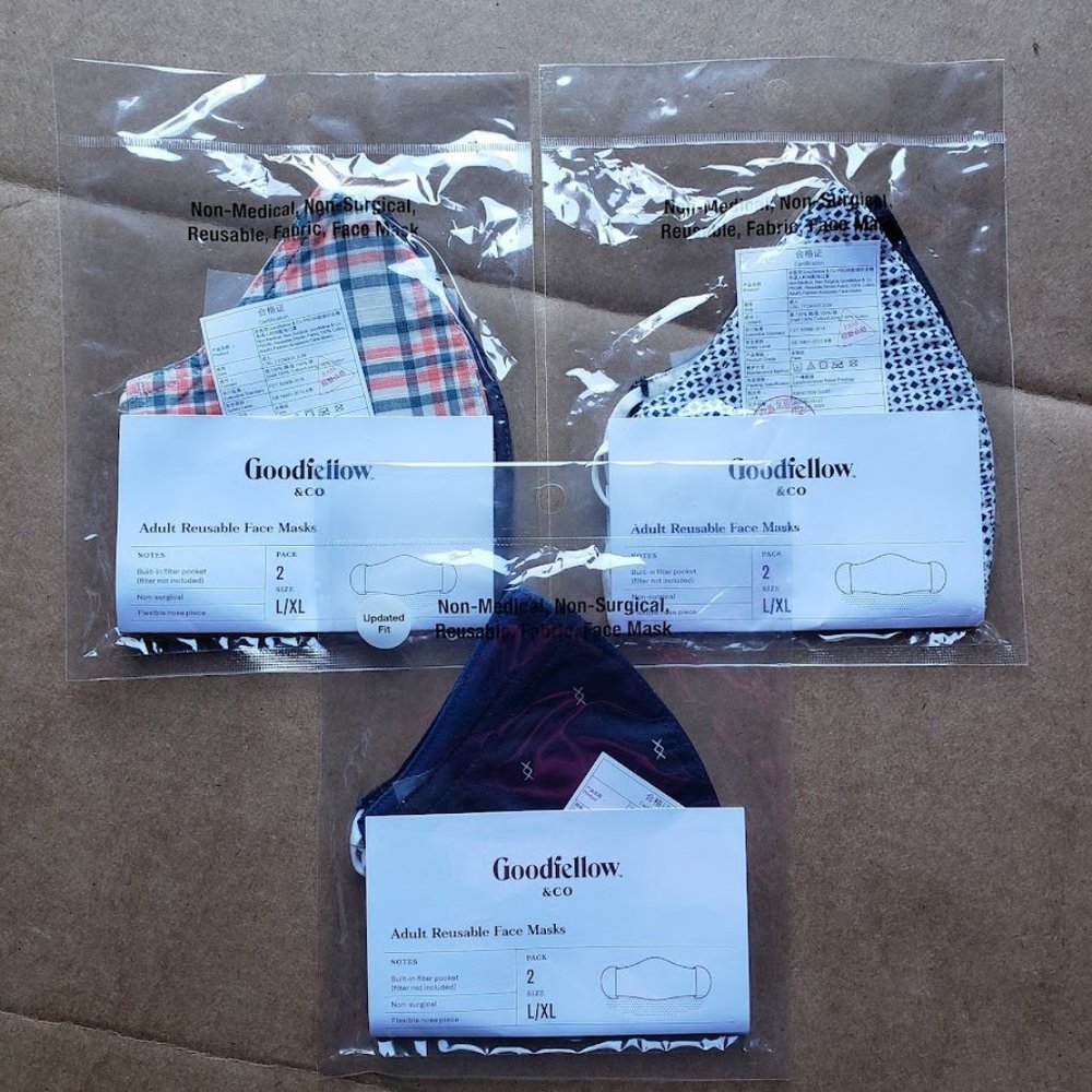 NEW! Set of 6 Adult Fabric Face Masks, 100% Cotton